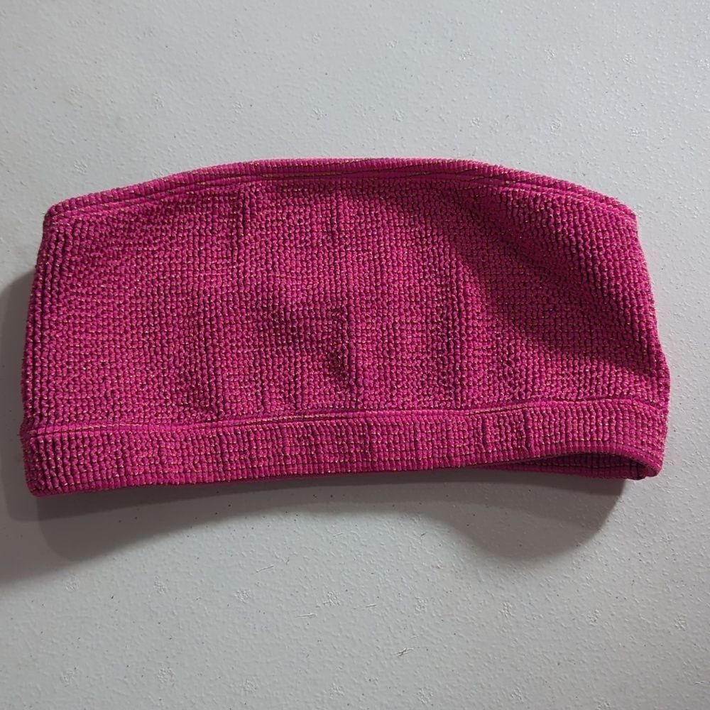 Good American Sparkle Better Swim Bandeau Top Hawaiian Pink Size 00/0
